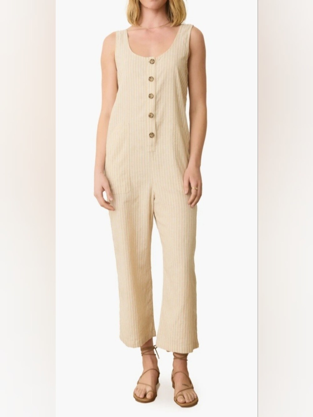 Marine Layer Hem Blend  Button-Front Jumpsuit Size XS